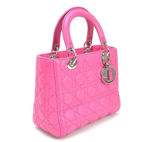 Dior Handbags - Dior Christian Bag Cannage Lady Handbag Pink Leather Shoulder
